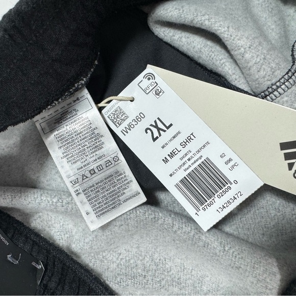 New Adidas Multi Sport Sweat Shorts Black Melange - Picture 6 of 9